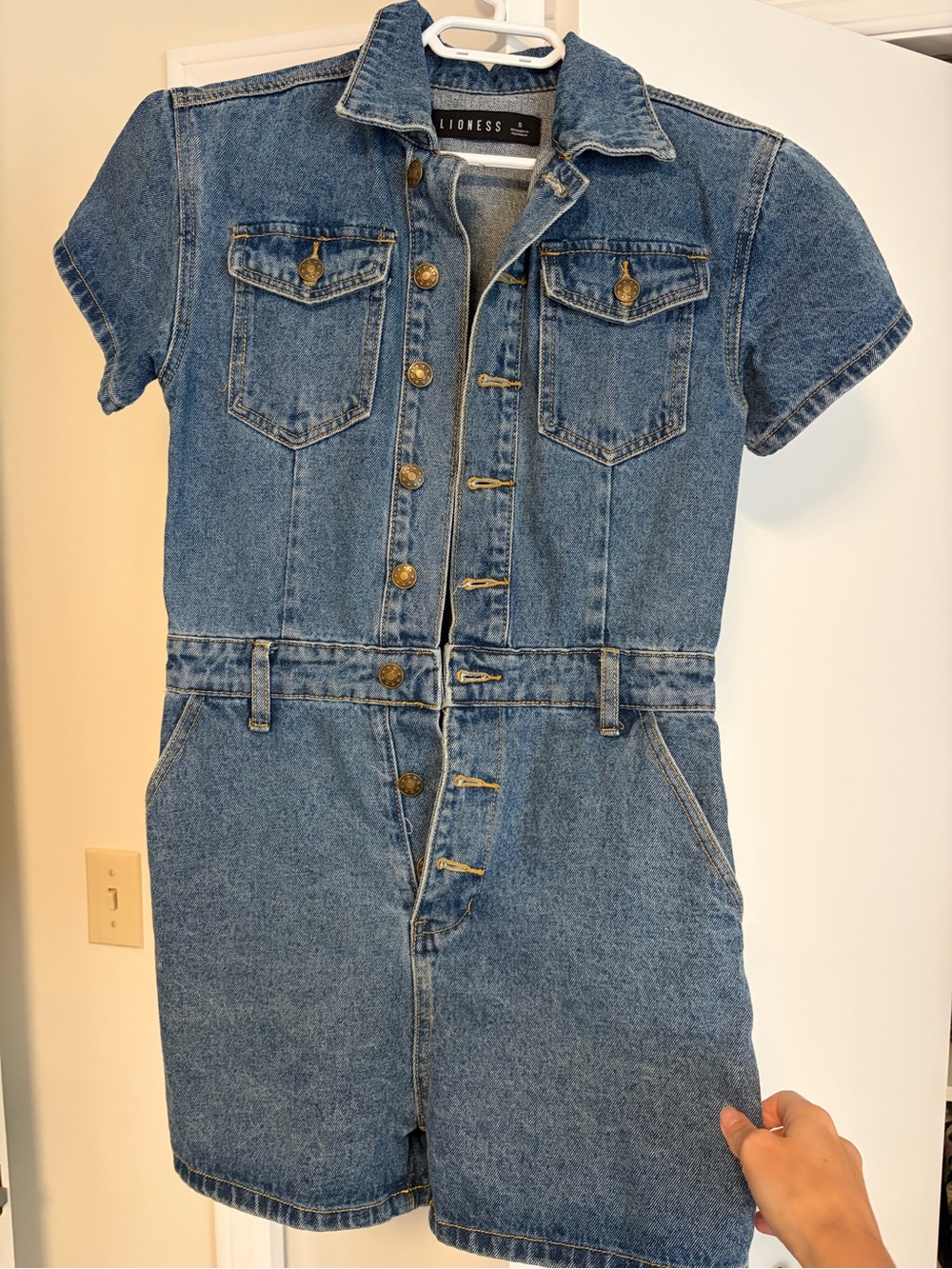 Lioness Classic Blue Denim Short Sleeve Romper